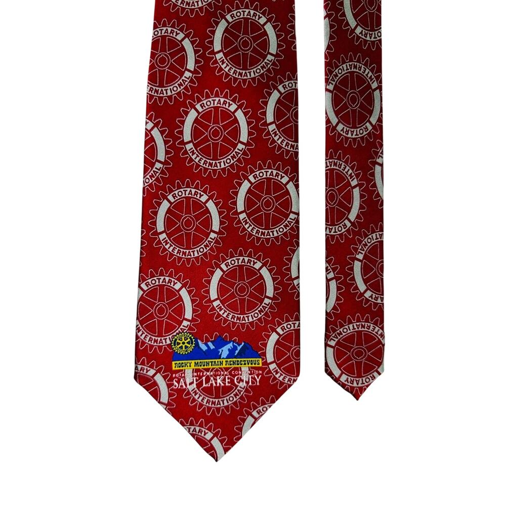 Rotary International Red Silk Necktie Rocky Mountain Rendezvous Salt Lake City